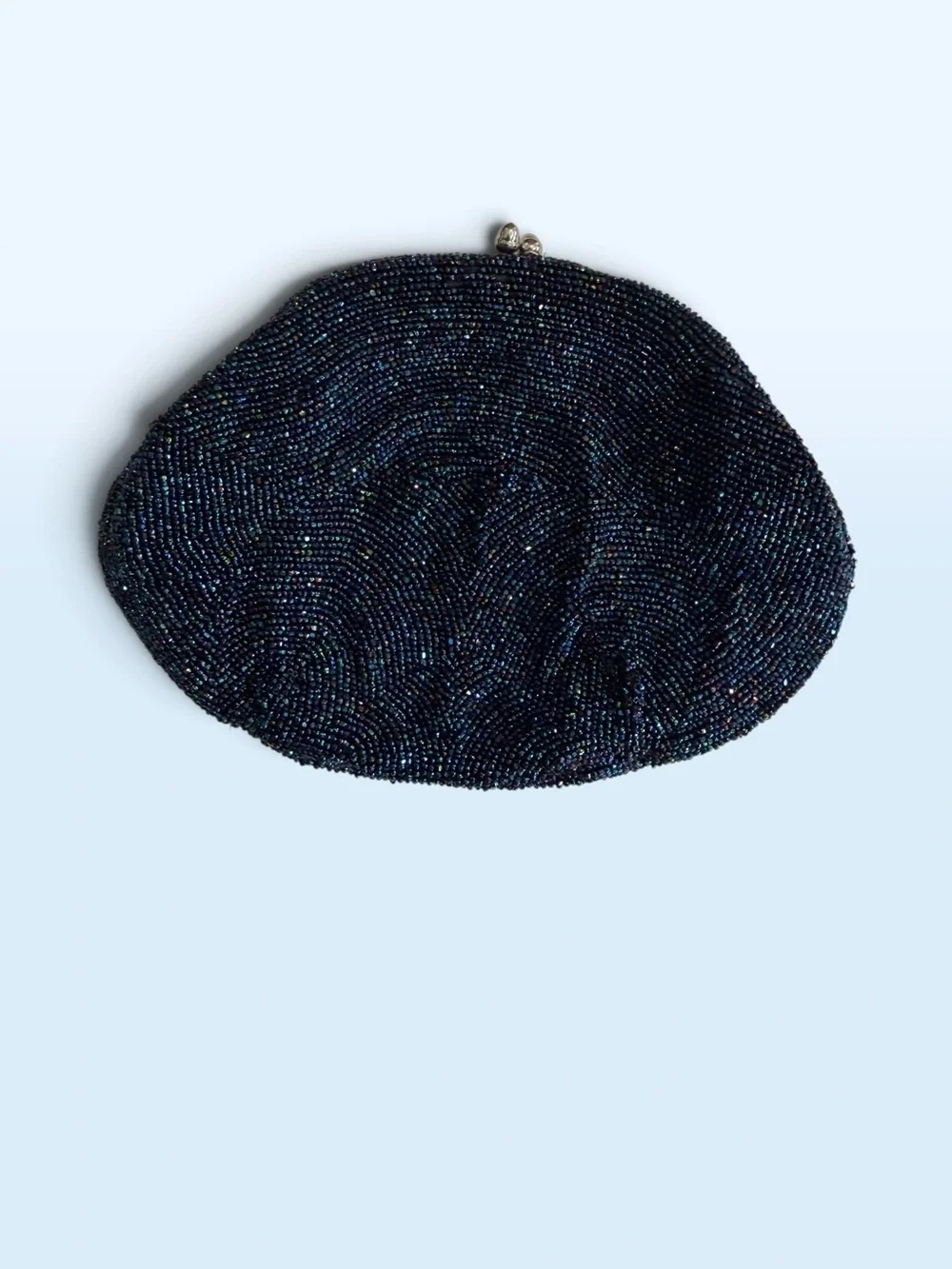 Hand Crafted In Belgium Navy Beaded Evening Clutch